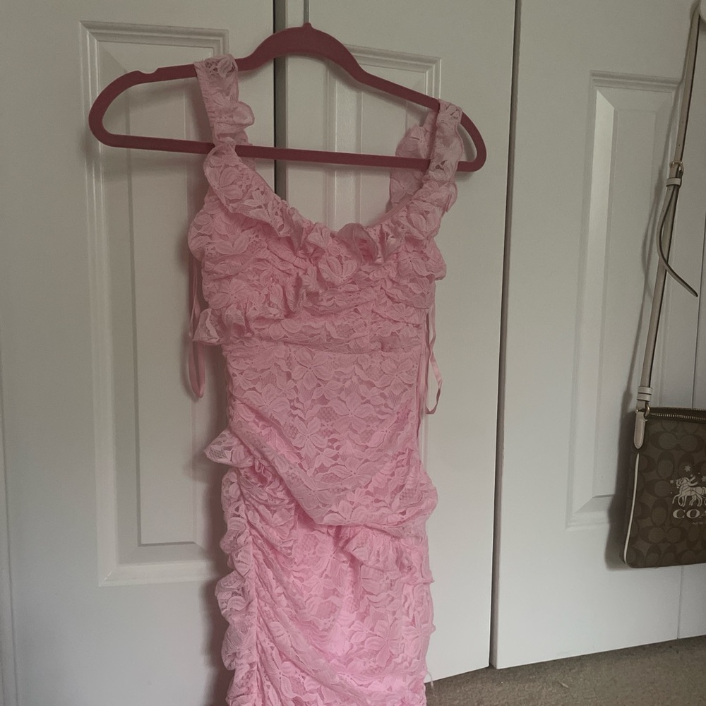Selfie Leslie La Vida Pink Frill hoco Dress size S NWT